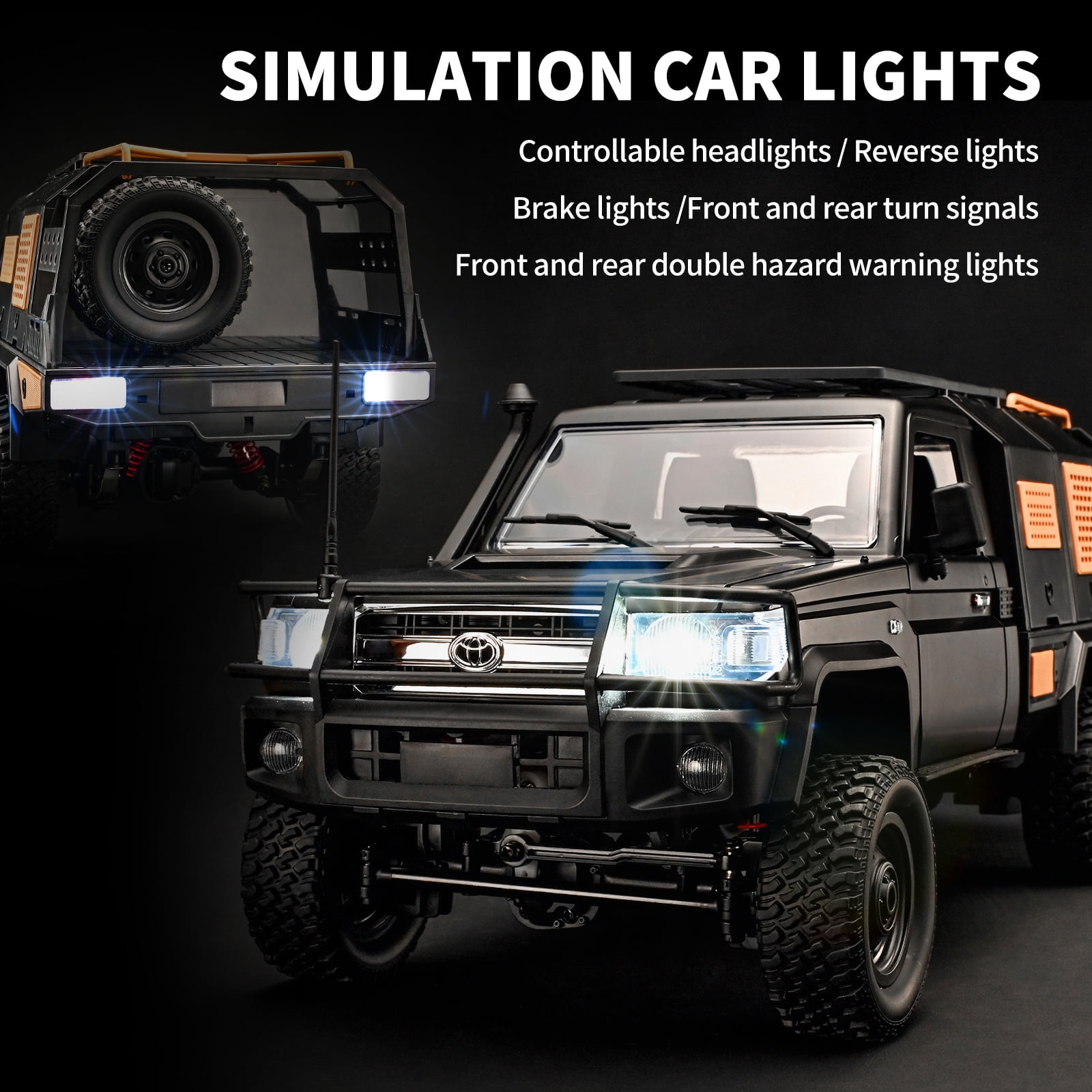 Anmyjuly MN82S 1/12 Scale Toyota RC Rock Crawler Truck - 2.4GHz 4WD, 2-Speed, Off-Road with 3 Upgraded 1200mAh Batteries & Gift