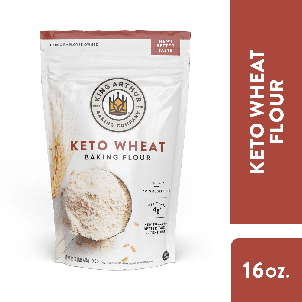 (2 pack) King Arthur Baking Company Sourced Non-GMO, 1-to-1 All Purpose Flour Substitute, Keto Wheat Baking Flour, 16 oz