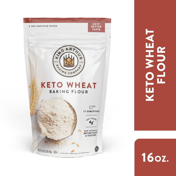 King Arthur Baking Company Sourced Non-GMO, 1-to-1 All Purpose Flour Substitute, Keto Wheat Baking Flour, 16 oz