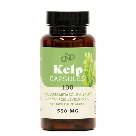 Raw Sea Kelp Powder Supplement - 550mg Capsules 100 Pills Powdered Raw Seaweed & Thyroid Support