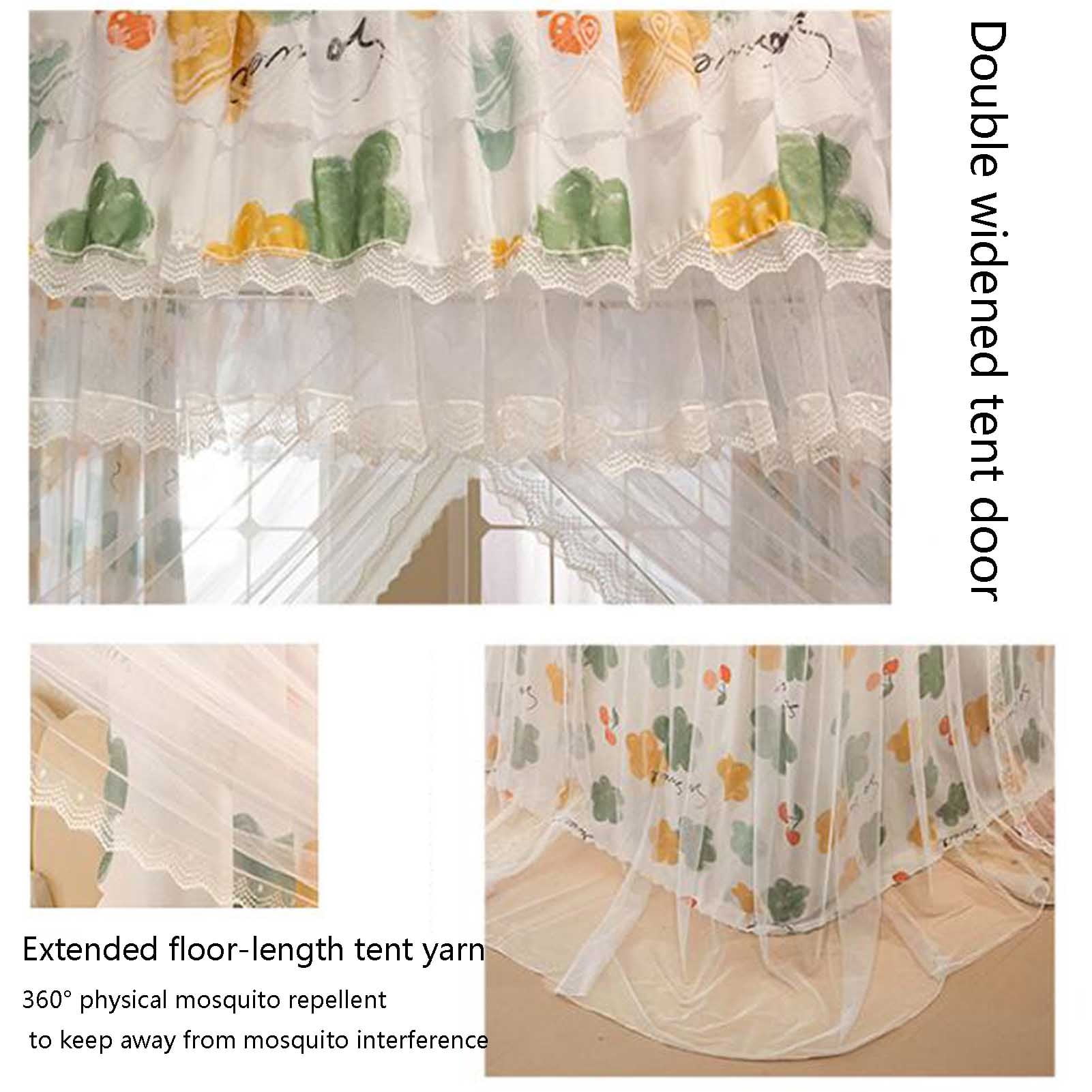 Bed Canopy Curtains,1.2/1.5/1.8M Mosquito Bedding Net Bed Tent Floor-Length Curtain Double Layer-Curtain & Ruffle Mosquito Net Bedroom Decoration