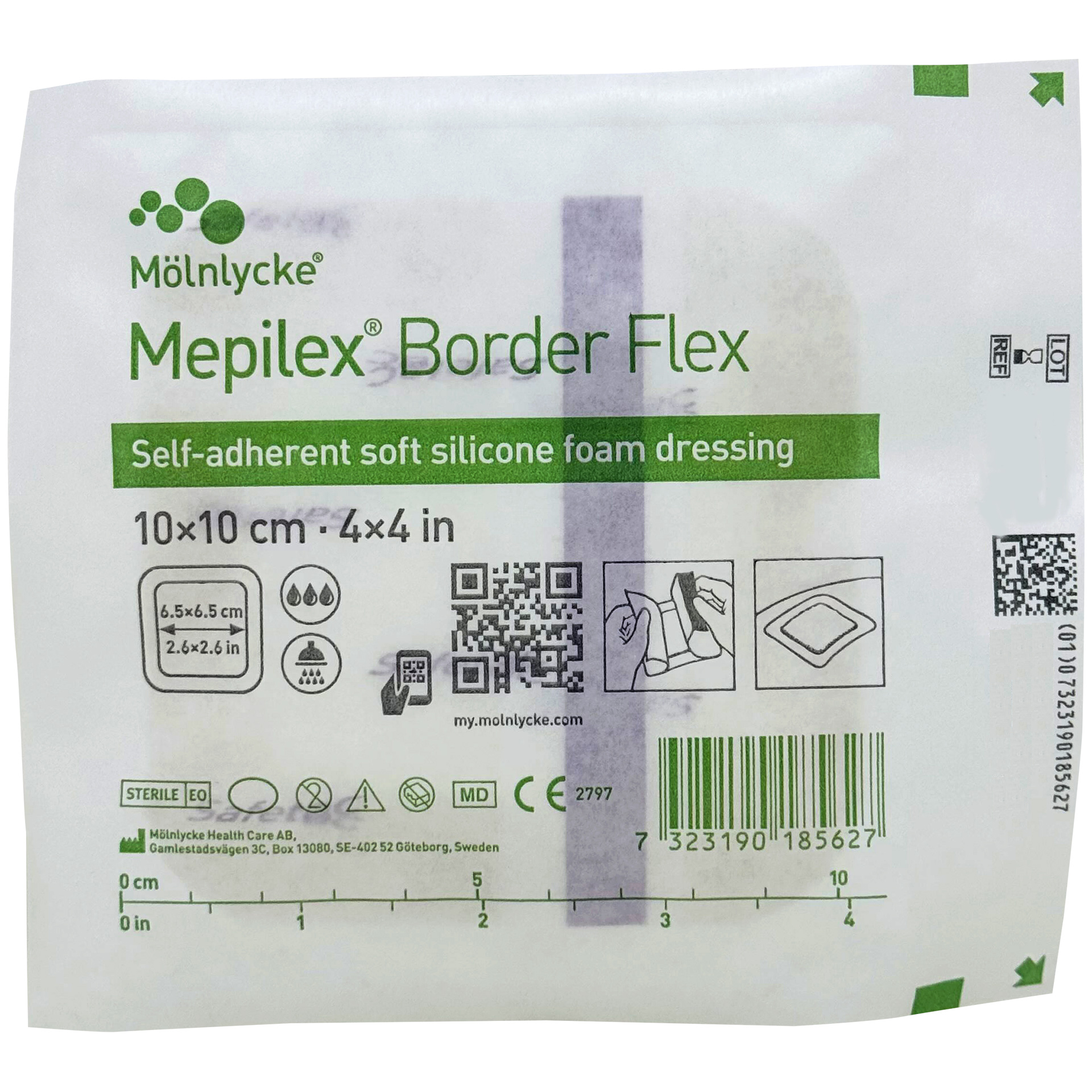 Mepilex Border Flex - Soft Silicone Foam Dressing - 4" x 4" - Box of 5 Dressings