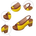 thumbnail image 5 of Rokment Womens Vintage Color Block Dressy Sandals Retro Casual Leather Peep Toe Platform Chunky Stackable High Heels Slingback Dress Shoes for Ladies Yellow Size 6, 5 of 7