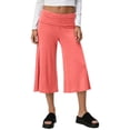 thumbnail image 2 of YVNAURA Women Fold Over Wide Leg Yoga Pants Cropped Loose Fit Capri Pants with Pockets High Waist Stretchy Lightweight Lounge Travel Workout Culottes Casual 2026, Orange,L, 2 of 4
