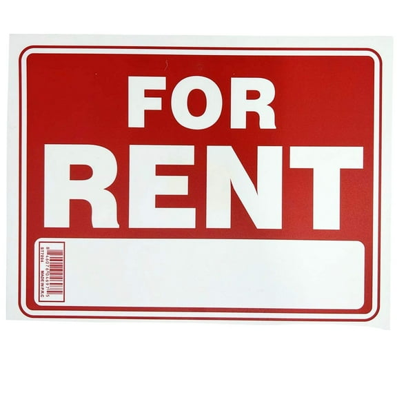 9"X12" "FOR RENT" Plastic Signage Sign-1CT