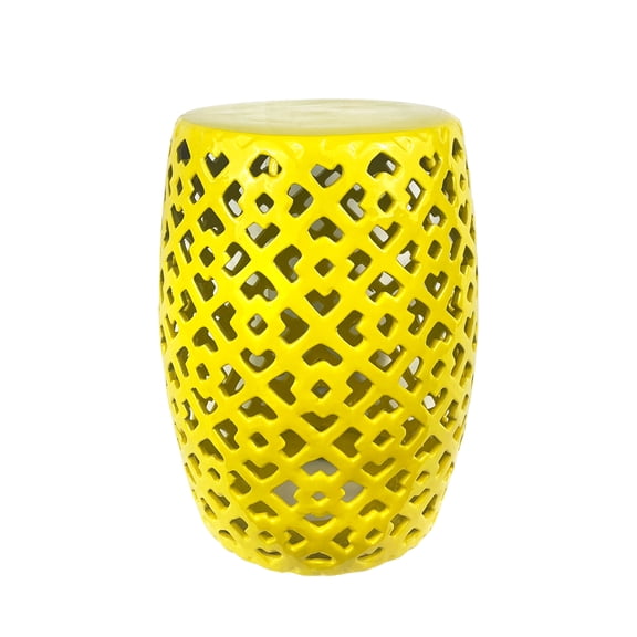 Hollow - out Blue - tone Ceramic Drum Stool