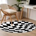 thumbnail image 5 of Black and White Checkered Round Area Rug 4 FT, Non Slip Indoor Outdoor Rug, Modern Irregular Geometric Washable Soft Circular Carpet Non-Shedding Floor Mat for Coffee Table Nursery Foyer Balcony, 5 of 9