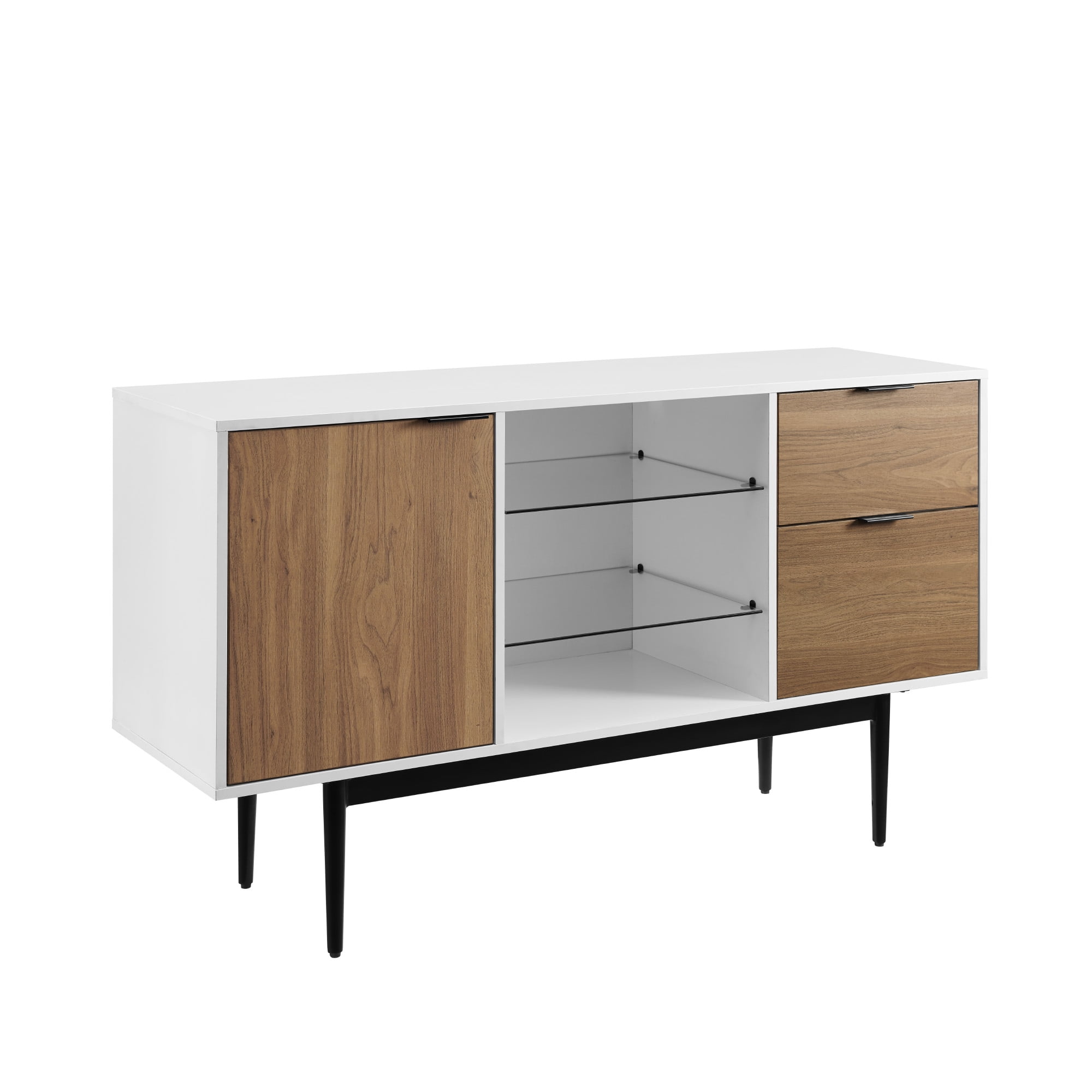 Desert Fields Blakely Mid Century Modern 2-Drawer Sideboard, White/English Oak