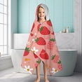 thumbnail image 6 of Strawberry Plants Fruit Flower Heart Hooded Bath Towel，60"x35" for Ages 3 To 12 Kids, Quick Dry Lightweight Soft Microfiber Hood Beach Towel Cover Up for Kids, 6 of 7
