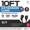 thumbnail image 2 of Iron Forge Cable 2 Pack 10 ft Angled Flat Plug Black Extension Cord - 16/3 SJT 3 Prong Indoor Extension Cord 13 Amp, 45¡ Angle Flat Plug, 2 of 6