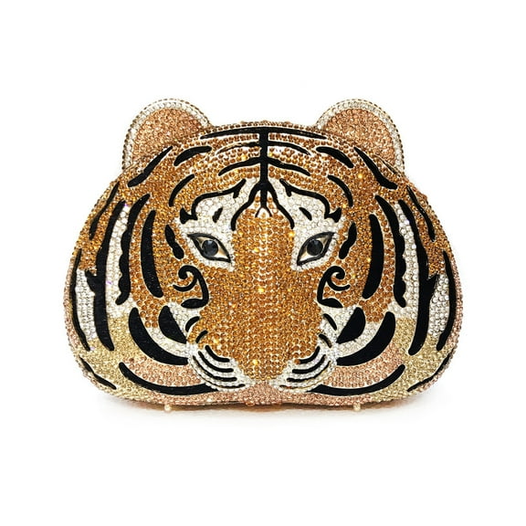 Baguery Tiger Rhinestone Clutch Purse for Women, Mini Crystal Evening Bag, Luxury Novelty Party Handbag Wedding Prom