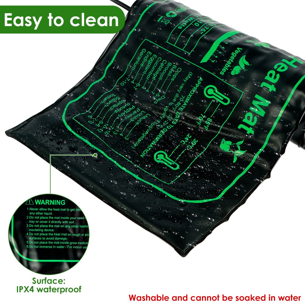 Tapis Chauffant Pour Semis VIVOSUN 25,4 X 52,7 Cm – Imperméable IP67 – Certifié UL/MET – Pour Germination, Serre, Jardinage Intérieur