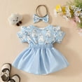thumbnail image 4 of MEZZALL Baby Girl Easter Outfit Short Sleeve Bunny Romper Dress + Headband Baby Girl Rabbit Clothes, 4 of 6