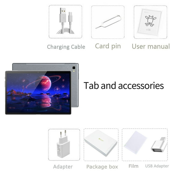 BDF G10 Tab10.1 Inch Global 8GB RAM 256GB ROM Android Tablet Pad 5G Wi-Fi 3G/4G Lte Network Octa Core Google Tablet Android 12