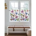 thumbnail image 2 of Colorful Butterfly 2 Panel Kitchen Curtains for Small Windows, Elegant Pastoral Butterflies Watercolor Bathroom Tier Curtain, Short Window Treatment for Bedroom/Living Room 55"x36", 2 of 6