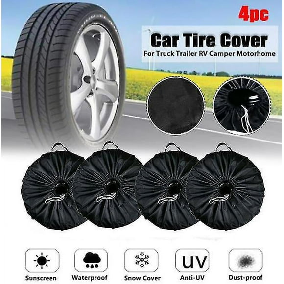 4pcs Car Tire Sun Cover Spare Tire Dust Cover Rv Tire Protection Cover Guard (S size)