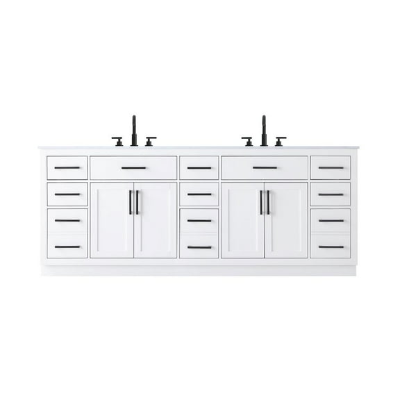 Elegant Kitchen and Bath Alden 84 Inch Double Bathroom Vanity In White