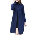 thumbnail image 2 of IROINNID Women's Autumn Warm Mid-Long Coat Peter Pan Collar Solid Color Trench coat Long Sleeve Outwear, Blue, 2 of 6