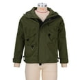 thumbnail image 4 of Mens Windbreaker Jackets Casual Solid Multi Pocket Hooded Zipper Keep Warm Long Sleeve Army Green 2XL Windbreaker Front-Zip Jacket, 4 of 7