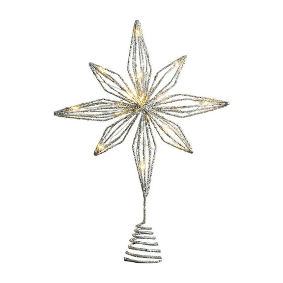 Christmas Tree Top 11.02×7.87inch Glitter Star Tree Topper Christmas Sparkly Metal 3-D Dimensional Hallow Wire Star Xmas Tree Top Decor Ornament Decorations for Trees