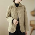 thumbnail image 5 of ZQUUVOU Women's Lightweight Quilted Jacket Loose Casual Collar Warm Winter Coat Outwear Long Sleeved Cotton Jacket Khaki, 5 of 9
