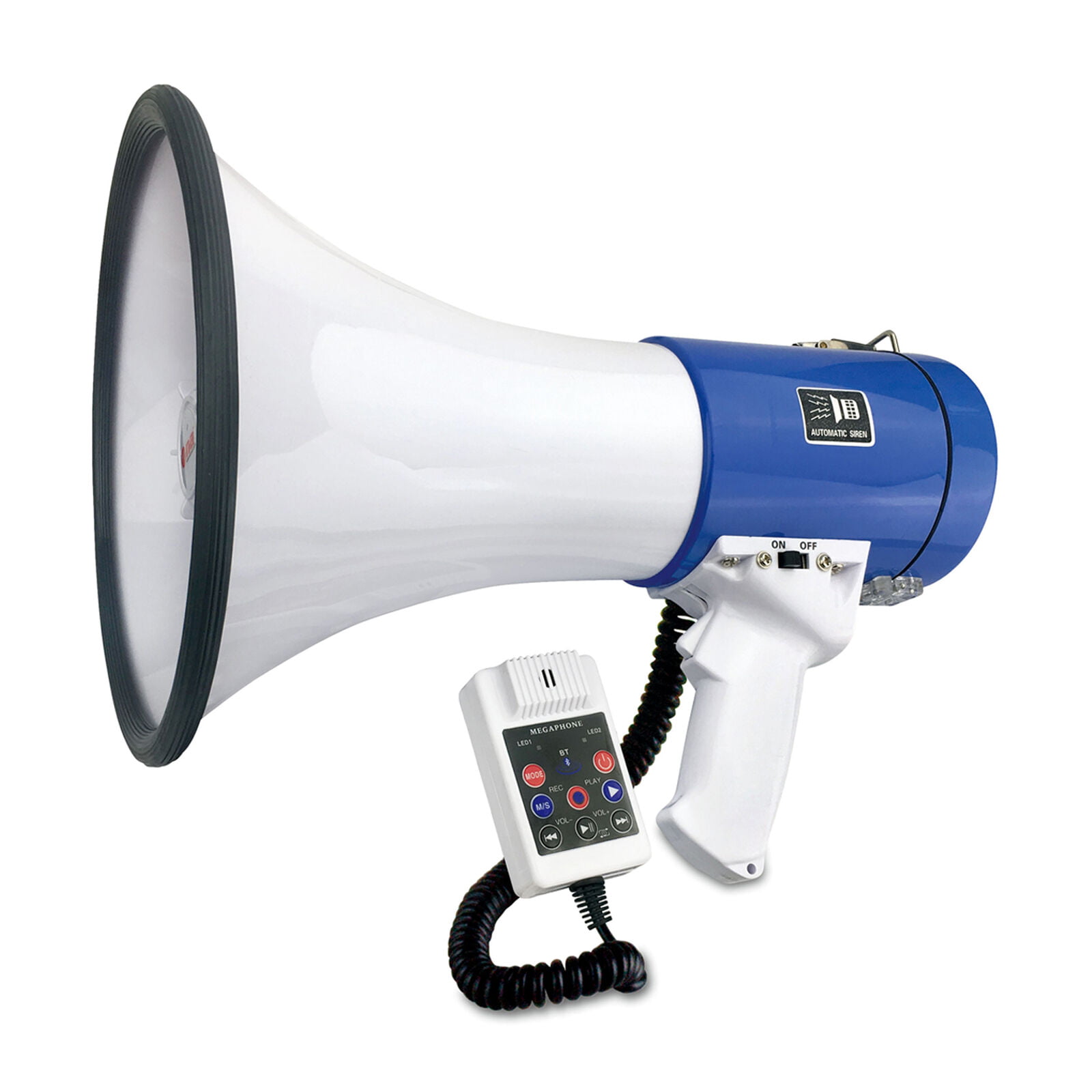 PyleHome 50 Watt Professional Rechargeable Megaphone Piezo Dynamic Lithium Battery Record Siren Talk Modes And Aux-Input For All iPod MP3 Players