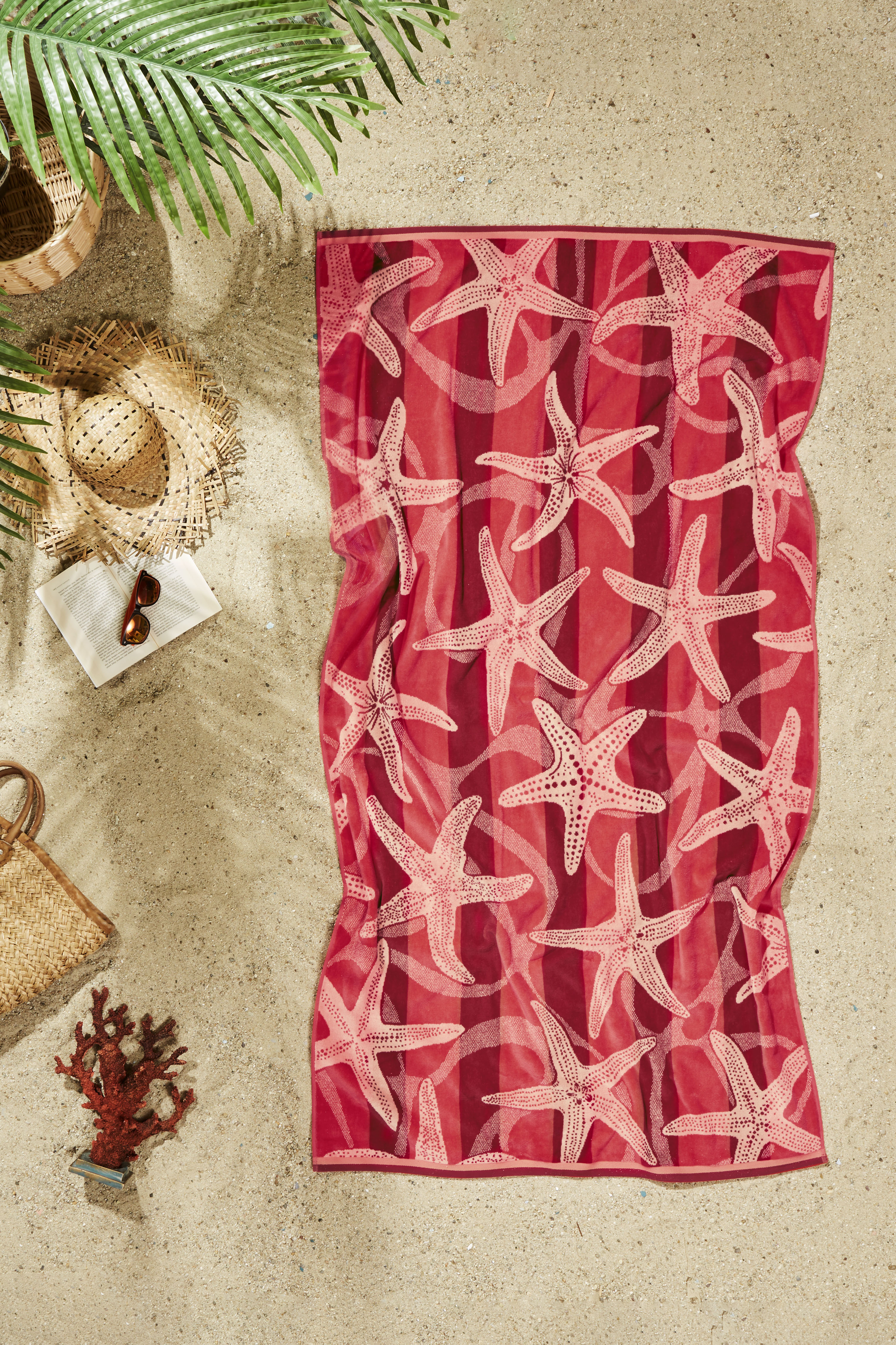 Ozdilek Starfish Bliss 40x72 Turkish Cotton Beach Towel – 500 GSM 100% Cotton, Luxury Quick Dry, Extra Large, Soft Beach Towel , Absorbent, Fade-Resistant, Poolside, Spa, Oversized (Starfish Bliss)
