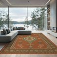 thumbnail image 2 of ODIKA 6'x9' Washable Area Rug Easy Care, Non-Shedding, Teal Terracotta Geometric Medallion Intricate Border with Floral Accents for Queen Size Bedroom Under Bed Master Suite, 2 of 7