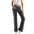 thumbnail image 2 of Women's Solid Color Fashion Drawstring Elastic Waist Wide Leg Pants, Sports and Casual Long Trousers, High Waist Lounge Pants for Women,Dark Gray,L, 2 of 5