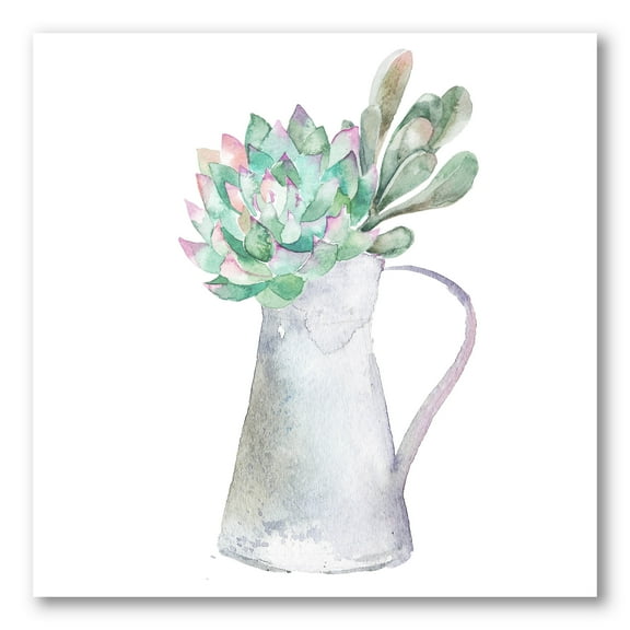 Designart ' Succulent Home Plant In Jug ' Traditional Canvas Wall Art Print