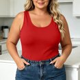 thumbnail image 2 of JOANKDMI Plus Size Tank Tops for Women Sleeveless Summer Scoop Neck Wide Strap Loose Fit Tunic Autumn Casual Vacation Layering Piece Wear,Red,L-5XL, 2 of 7