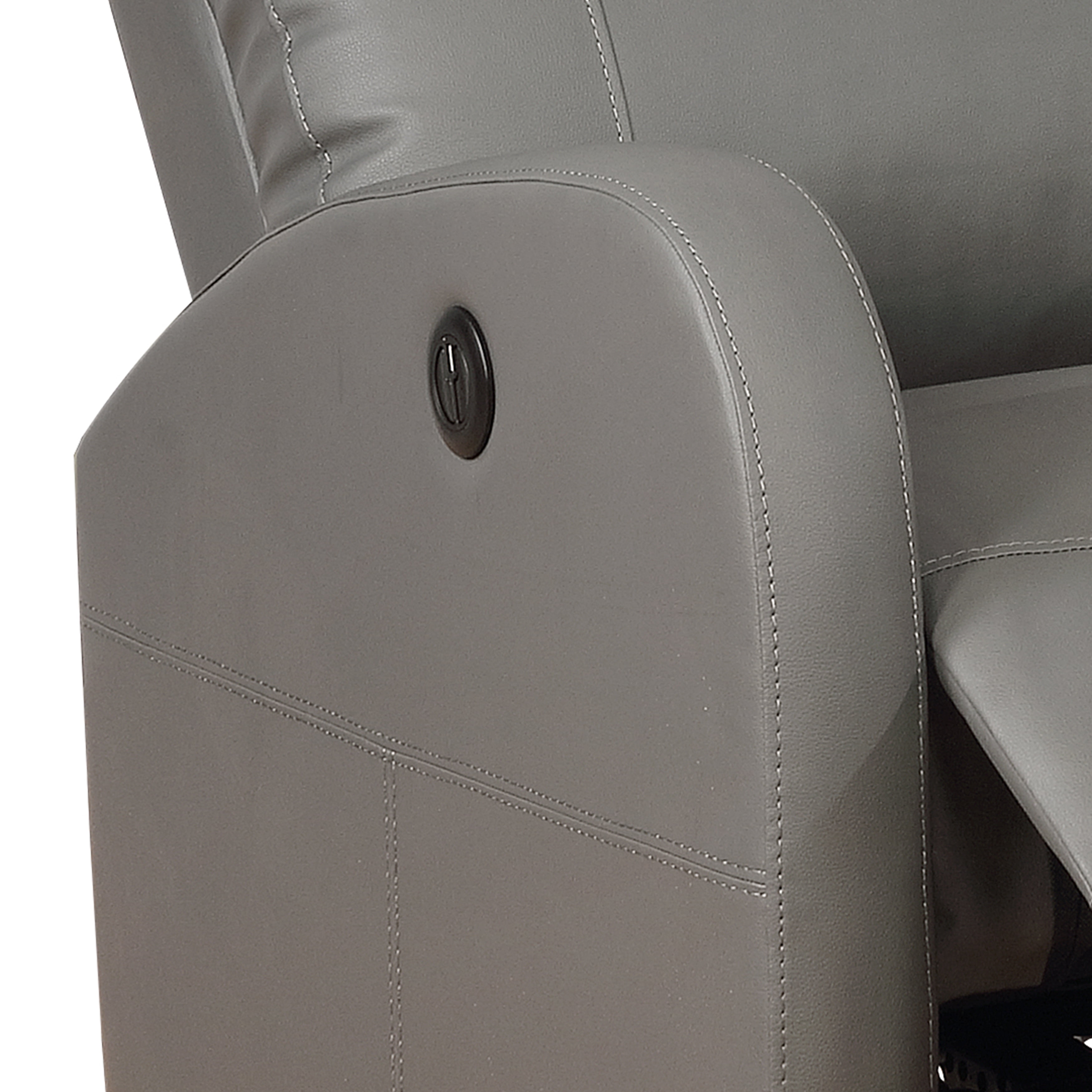 Sean Modern Faux Leather Infused Small Power Reading Recliner with Lower Back Massager, Grey