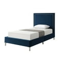 thumbnail image 2 of Inspired Home Raffaele Velvet Platform Bedframe Full Size Nailhead Trim, Navy, 2 of 9