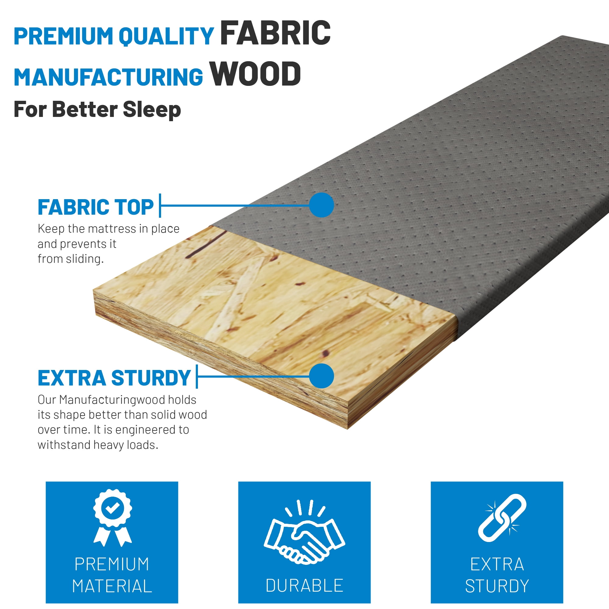 Continental Sleep, Heavy Duty Sleeper Sofa Bed Support Board, 48" x 35.5" Wood Base to Fix Sagging Mattresses, Reinforced Under Cushion Panel, Pull Out Couch Mattress Boards, Easy Installation