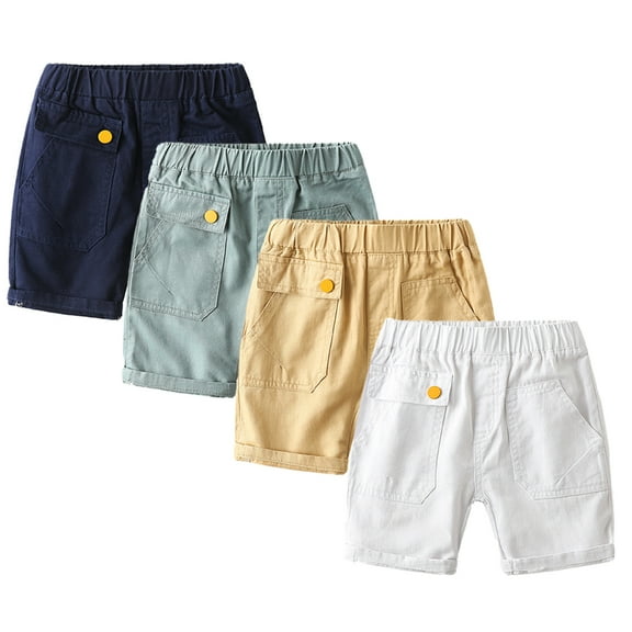 Esaierr Kids Toddler Boys Shorts Summer Five Pants with Pockets Solid Colours Cotton Shorts for Boys 1-8 Years