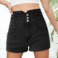 thumbnail image 2 of Siilsaa Women Jean Shorts Womens Shorts Summer Elastic Waist Casual Lightweight with Pockets Black,XL, 2 of 4