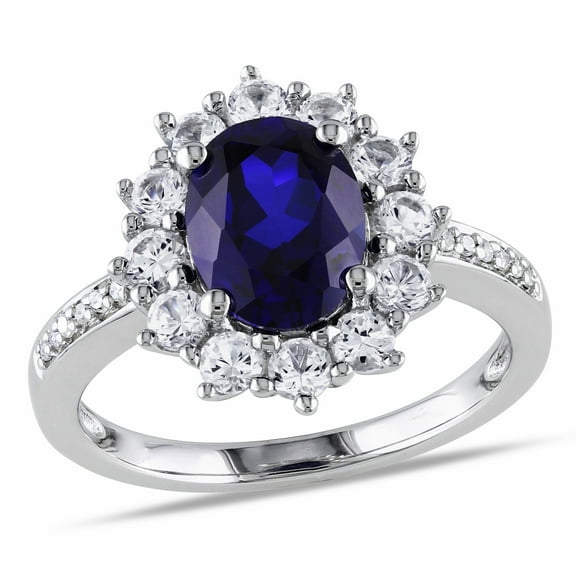 Everly Women's Created Sapphire Sterling Silver Engagement Ring