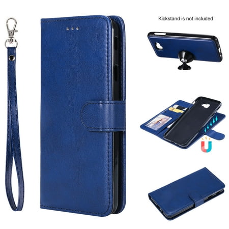 Galaxy J7 Prime Case, Allytech Premium Leather Flip Case Cover & Card Slots Pocket, Wrist Design Detachable Slim Case for Samsung Galaxy J7 Prime/J7 Sky Pro/J7 Perx/J7 V/ Halo (Blue)