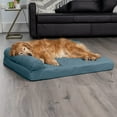 thumbnail image 4 of FurHaven Pet Products Paw-Quilted Cooling Gel Memory Foam Deluxe L-Chaise Pet Bed for Dogs & Cats - Bluestone, Jumbo, 4 of 15