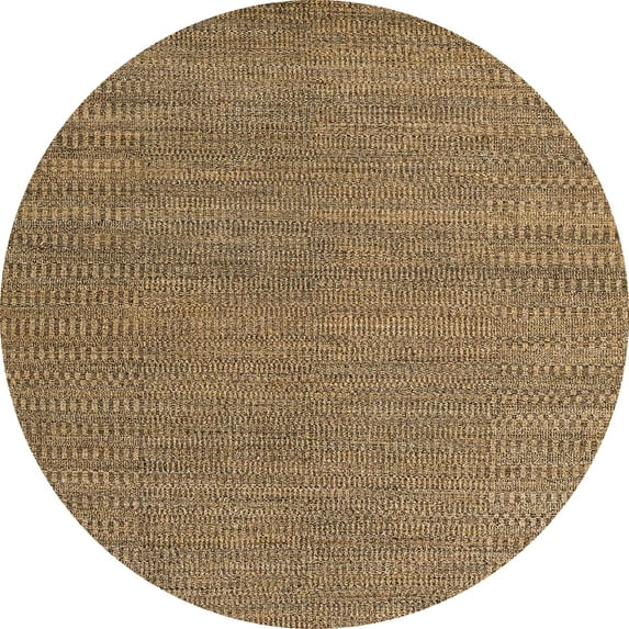 Ahgly Company Indoor Round Abstract Brown Sand Brown Abstract Area Rugs, 8' Round