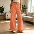 thumbnail image 2 of Axiiglly Wide Leg Jeans for Women Trendy Ruffled Hem Button Zipper High Waisted Straight Leg Baggy Jeans Casual Loose Denim Pants with Pockets S-3XL, 2 of 8