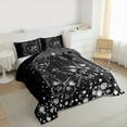 thumbnail image 3 of Manfei Chic Dandelion Full Size Comforter Sets,Wild Butterflies Bedding Comforter Set,Black Sliver Bedding Sets For Girl,Luxury Bedroom Decor Reversible,3 Pieces, 3 of 8