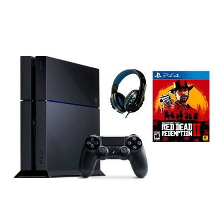 Sony PlayStation 4 500 GB Gaming Console Black with Red Dead Redemption 2 BOLT AXTION Bundle Like New.
