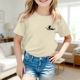 thumbnail image 2 of XEGLSBU Girls Shirts Size 7-8 Fall Girls Summer Graphic Tee for Wear – Lightweight Short Sleeve Top with Printed for Kids Beige Size 13-14 Years, 2 of 5