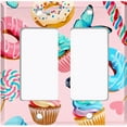 thumbnail image 6 of Metal Light Switch Plate Cover Doughnut Cupcake Candy Sweets Butterfly Pink CAK041, 6 of 13