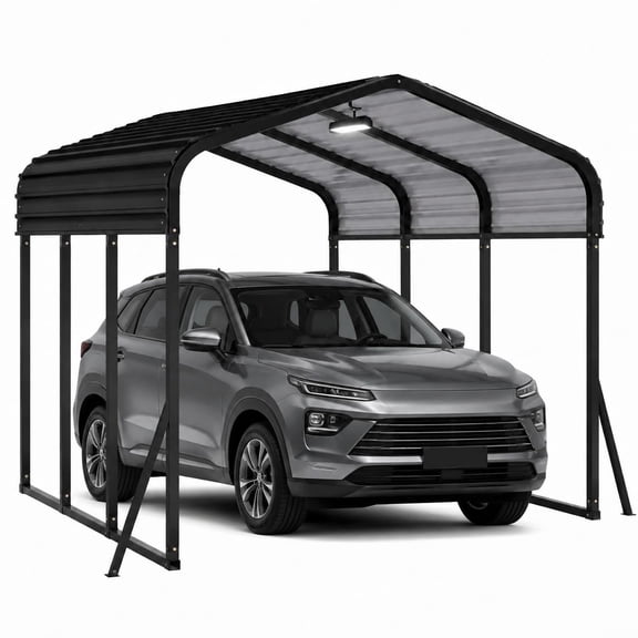 Heavy Duty 10x15 FT Metal Carport Shelter, Galvanized Steel Roof, Reinforced Base, Durable Steel Frame, Large Capacity All-Weather Outdoor Garage for Tractors, Trucks, Boats, SUVs