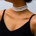 thumbnail image 2 of Gargantilla de perlas en capas, collar ajustable, collares para mujeres y niñas, 2 of 5