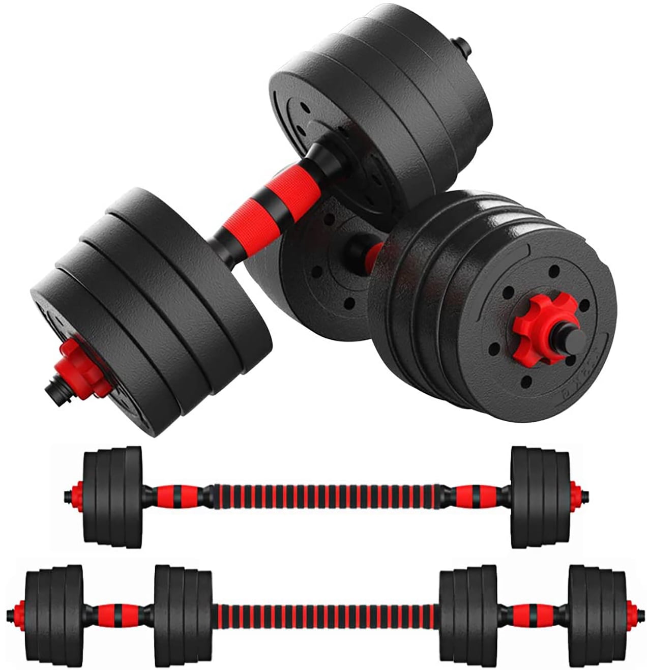 1 Pair 88 LB Weight Dumbbell Set Adjustable Cap Gym Barbell Plates Body Workout 