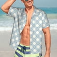 thumbnail image 5 of Lsque Daisy Plaid Blue pattern Hawaiian Shirt for Men, Unisex Summer Beach Casual Short Sleeve Button Down Shirts-Large, 5 of 9