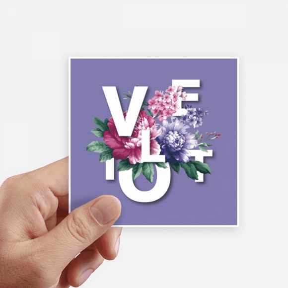 Violet Flowers Bloong Letters Sticker Square Waterproof Stickers Wallpaper Car Decal